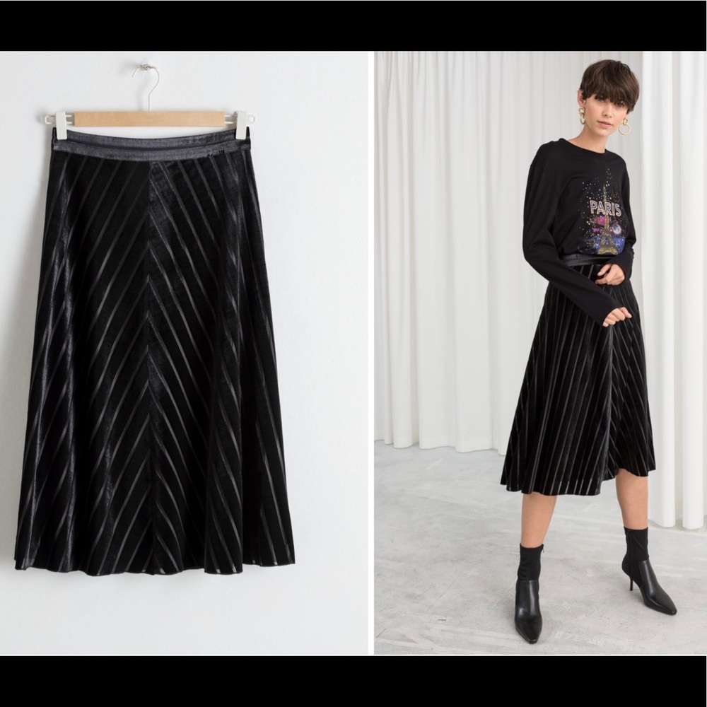 & Other Stories velvet chevron a-line skirt
